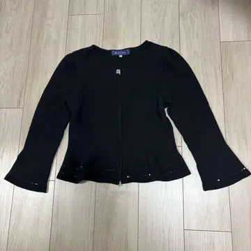 엠즈 그레이시 꽃 지퍼 가디건 코튼 폴리에스테르 블랙 38