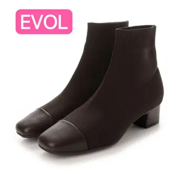 EVOL 니트 숏부츠 브라운