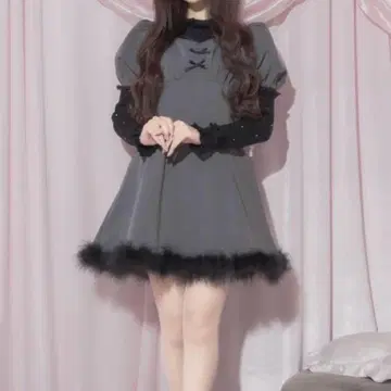 pium pium 퍼프 슬리브 퍼 원피스