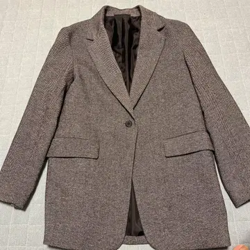 브라운 울 혼방 테일러드 자켓