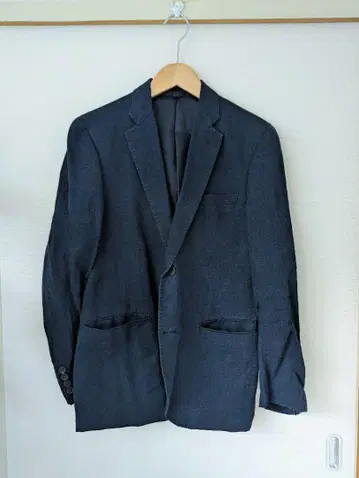 유니클로 린넨 100% 테일러드 자켓 네이비 무지 S