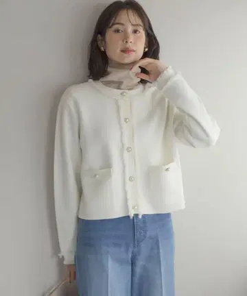쿠미쿄쿠 비쥬 버튼 니트 자켓