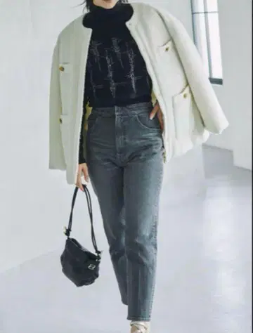 CELFORD 하이라이즈 스트레치 테이퍼드 데님 팬츠