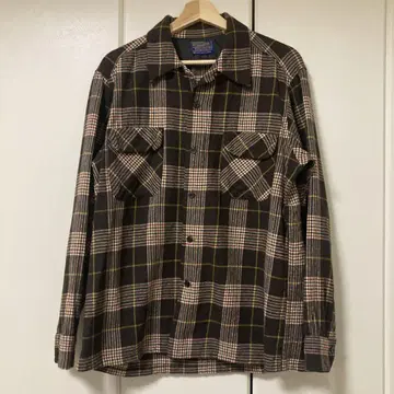 60s Pendleton 펜들턴 보드 셔츠 L 오픈 카라 브라운