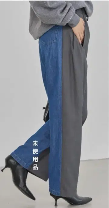 미사용품 LAVEANGE 데님 절개 슬랙스