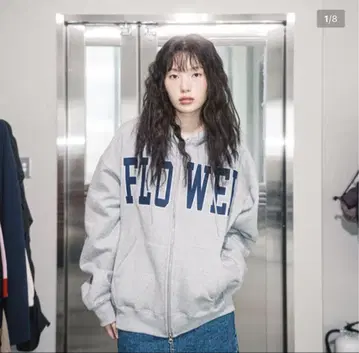 HAVISM 플라워 집업 후드 그레이_네이비