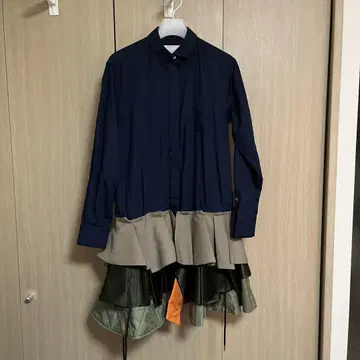 sacai 밑단 프릴 셔츠 원피스