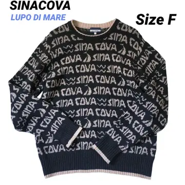 SINACOVA 남성용 니트 스웨터 브랜드 로고 패턴 프리 사이즈
