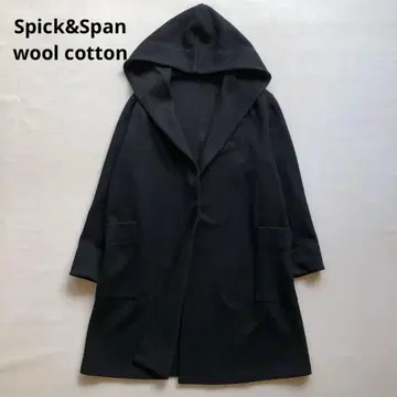 031 스픽앤스팬 울코튼 후드 부착 겉옷 코트 블랙