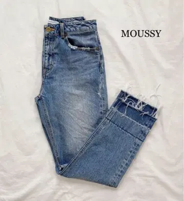 MOUSSY 데미지 가공 블루 데님 팬츠