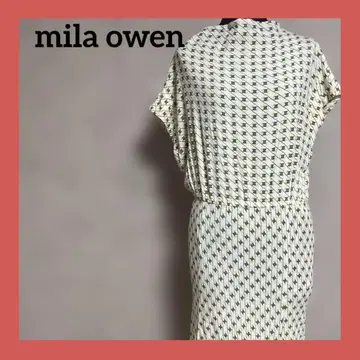 Mila Owen 원피스 기하학 패턴 레이온 S 베이지