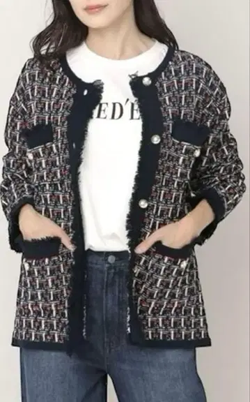 Elura 엘루라 믹스 컬러 트위드 자켓 M 가디건