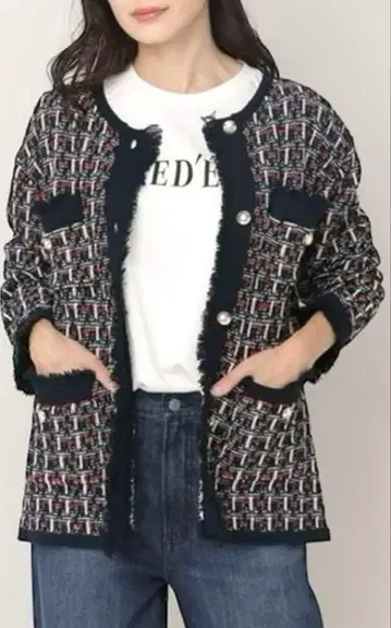 Elura 엘루라 믹스 컬러 트위드 자켓 M 가디건