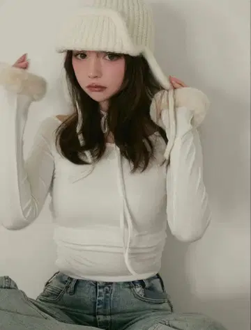[당일 발송] andmary Ravi fur tops white