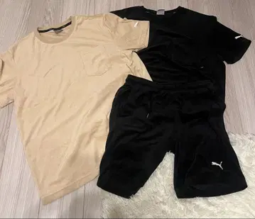 PUMA 포켓 부착 T셔츠와 숏팬츠 세트