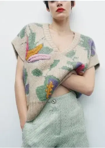 ZARA 자수 니트 베스트