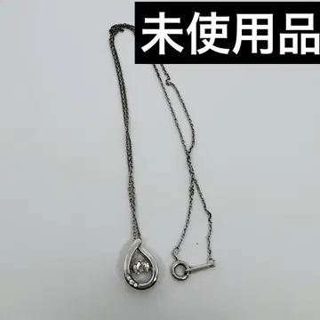 [ 미사용품 ] 눈물형 스톤이 달린 실버 목걸이