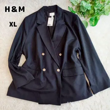 미사용 택 포함 H&M 테일러드 자켓 네이비 골드 버튼 XL 네이비