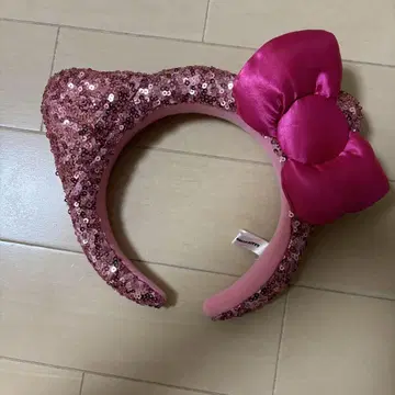 헬로키티 핑크 고양이 귀 머리띠 리본