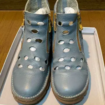 J S 하트 라벨 숏부츠 블루 24.5cm 천연 가죽