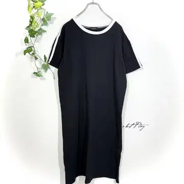 vandash 사이드 라인 T셔츠 원피스(L) 블랙 반팔 코튼