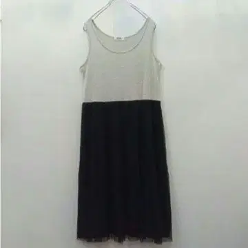 5 [아카이브] 블랙 원피스 슬리브리스 튤 이소재 [M] 절개