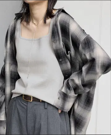 저널 스탠다드 레이온 체크 셔츠 미사용 새상품 택 포함