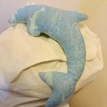 파란 돌고래 모양 봉제 인형 중형
