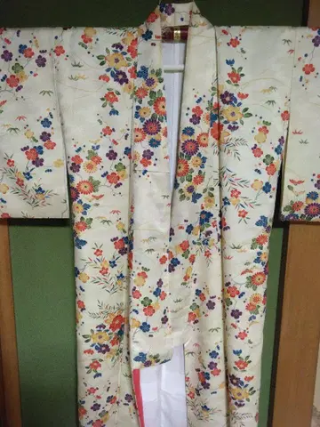 사계절 꽃 문양 기모노 코몬 순수 실크