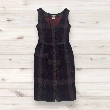 90s 빈티지 레노마 체크 울 슬리브리스 원피스