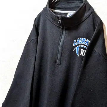러셀 애슬레틱 래글런 10 하프 지퍼 맨투맨 블랙 블랙 L 구제 의류