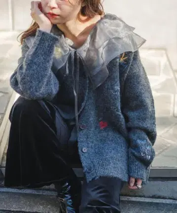 Kastane(카스타네) SIXSENCE 자수 가디건
