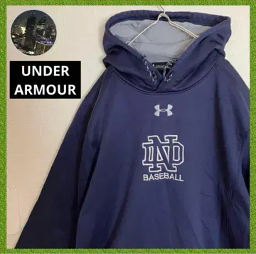 언더아머 후드티 자수 로고 풀오버 네이비 저지
