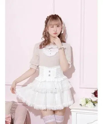 NOEMIE 백리본 펄 튤 티어드 치마바지 화이트