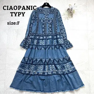 [ CIAOPANIC TYPY ] india 데님 자수 롱 원피스