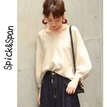 Spick&Span 스트레치 울 볼륨 슬리브 풀오버 V넥