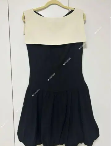 투톤 벌룬 미니 드레스