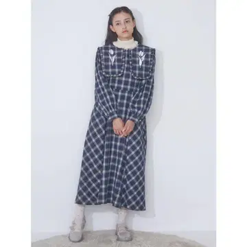 merryJennii 튤립 자수 check 원피스