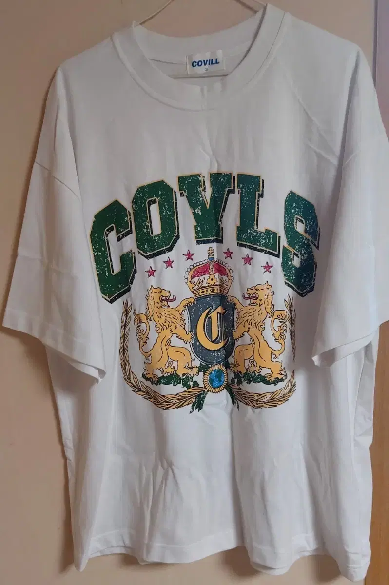 COVILL Crown White Printing Short Sleeve T-shirt 2XL New Product