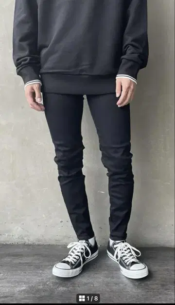 빅 존 테이퍼드 조거 블랙 데님 30