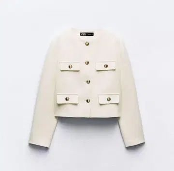 미사용 ZARA 라운드넥 피케 블레이저 화이트 S 사이즈