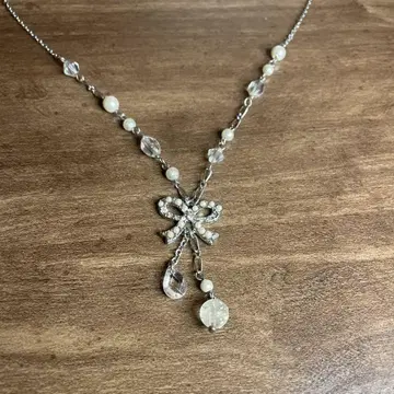 vintage Y2K 실버 리본 목걸이 sv925 구제 의류 F25