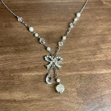 vintage Y2K 실버 리본 목걸이 sv925 구제 의류 F25