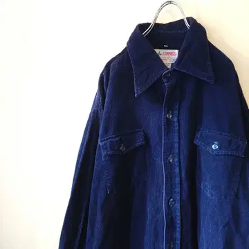 70s COMASS 코듀로이 셔츠 네이비