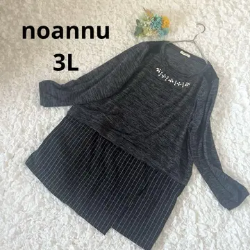 노안느 니트 원피스 튜닉 체크 차콜 그레이 3L