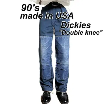 레어 USA제 구제 의류 90's 디키즈 더블니 워크 팬츠 데님