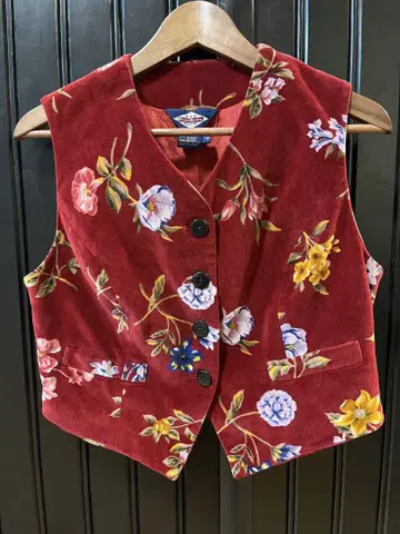 90s US 빈티지 꽃무늬 벨로아 베스트