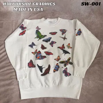 90's 단기 길버트 Vintage butterfly 프린트 맨투맨