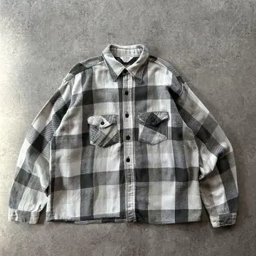 60s frostproof 플란넬 셔츠 USA제 화이트 x 블랙 18