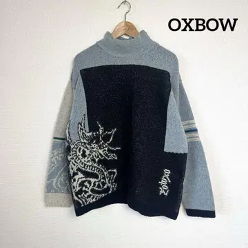 00s oxbow 드래곤 패턴 용 자카드 니트 유로 빈티지